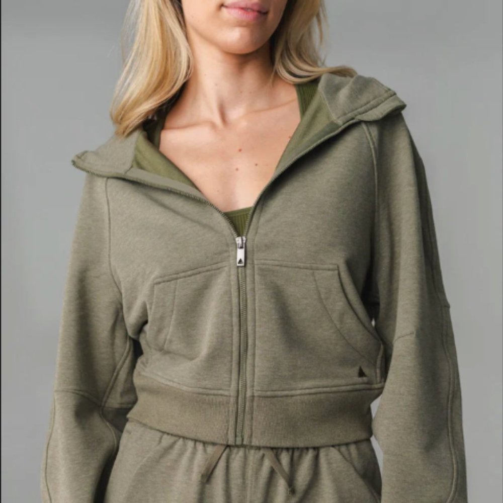 Olive Zip-Front Hoodie Jacket - Women